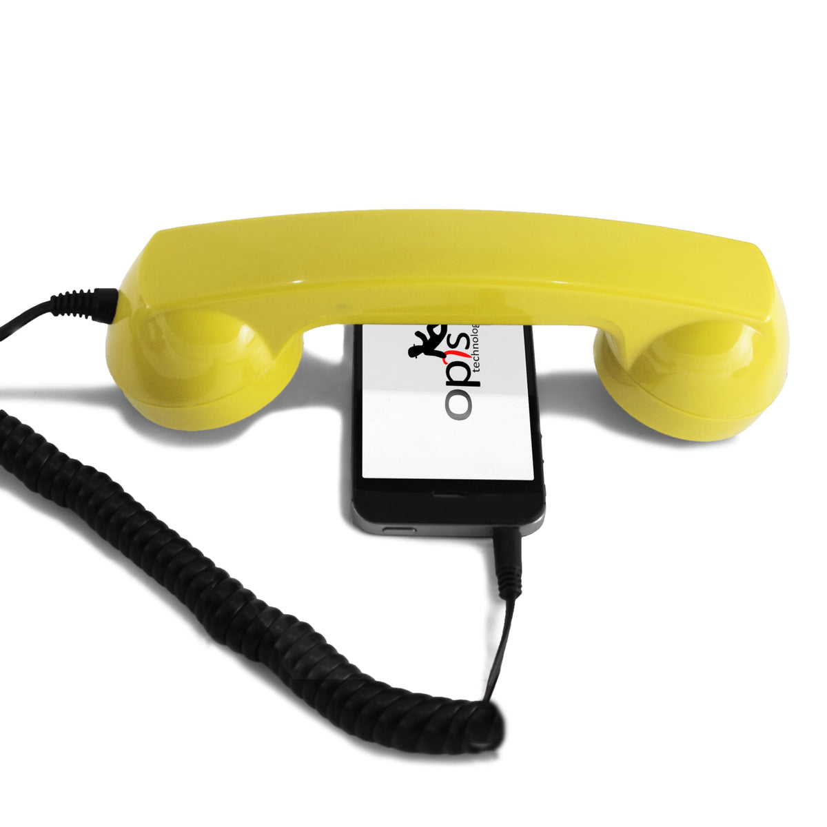 Cellphone Handset Retro/Retro Phone Handset/Aux Phone Handset/Handset for Mobile/Old School Cell Phone/Mobile Receiver/Old Telephone Headset – 60s Micro by Opis Germany (Yellow)